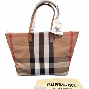 NEW Burberry Check Canvas Medium Tote Bag
